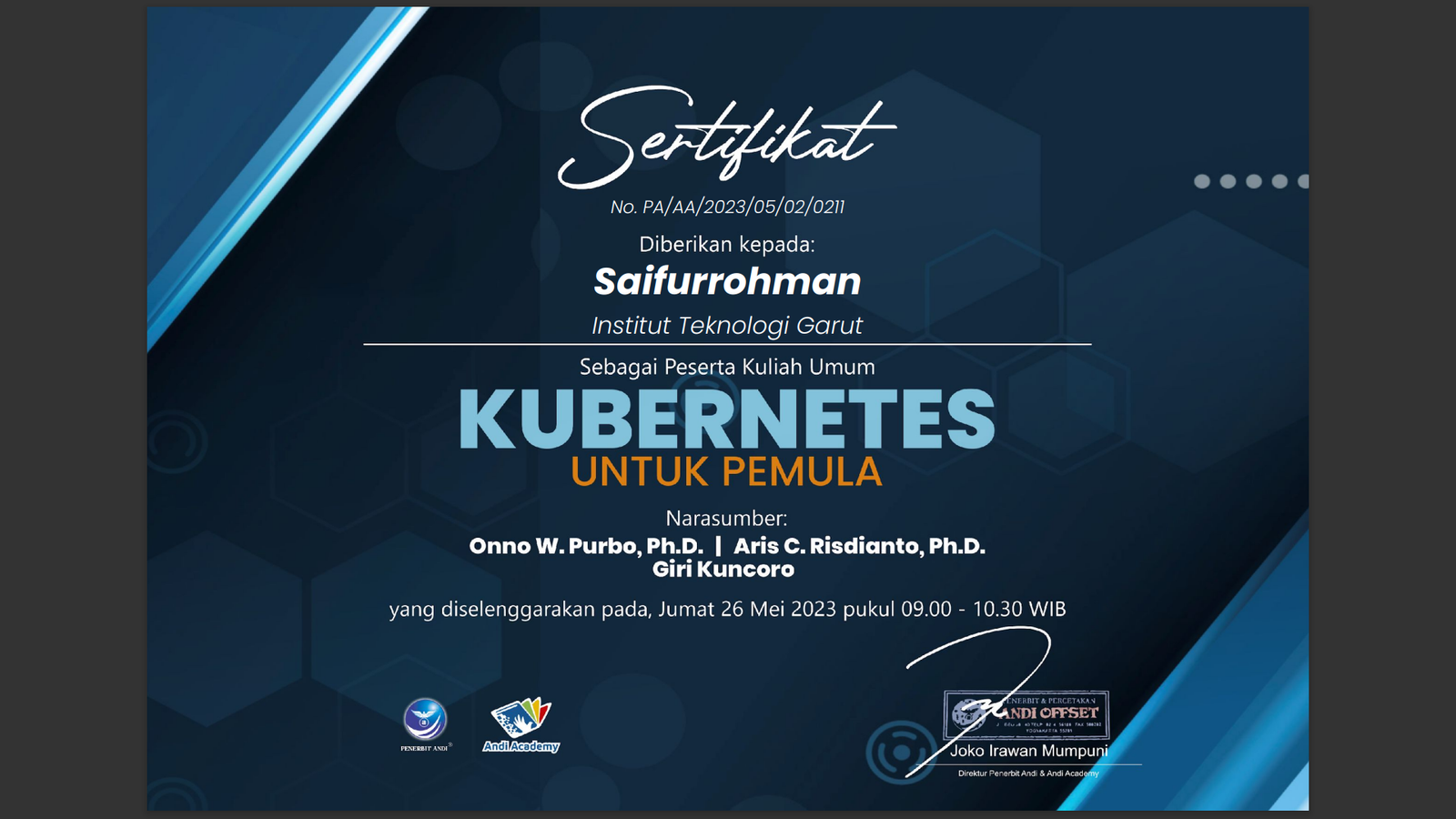 Sertifikat KUBERNETES Untuk Pemula